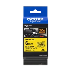 BROTHER TZE-FX611 čierna na žltej flexibilná 6 mm