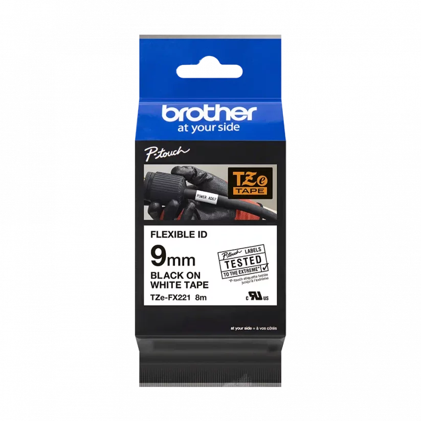 BROTHER TZE-FX221 čierna na bielej flexibilná 9 mm