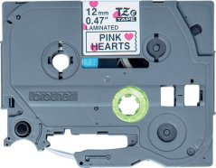 Brother TZe-MPPH31, ružové srdiečka/čierna, 12mm