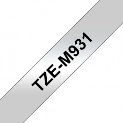 BROTHER TZe-M931 čierne písmo, matná strieborná metalická páska (12mm)