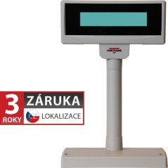 LCD zákaznícky displej Virtuos FL-2024MW 2x20, serial (RS-232), 12V, béžový