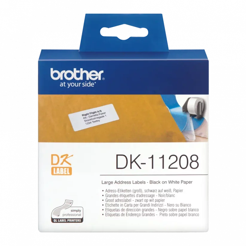 BROTHER DK-11208 (papierové štítky 38mm x 90mm, biela, 400 ks)