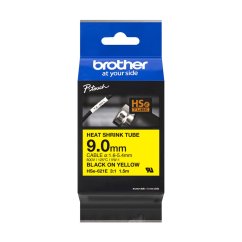 Zmršťovacia bužírka BROTHER HSe621E čierne písmo, žltá bužírka TUBE (9mm)