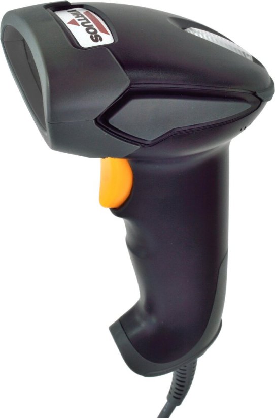 CCD čítačka Virtuos HT-310A, dlhý dosah, USB (klávesnica/RS-232 emulácia), stojan, čierna