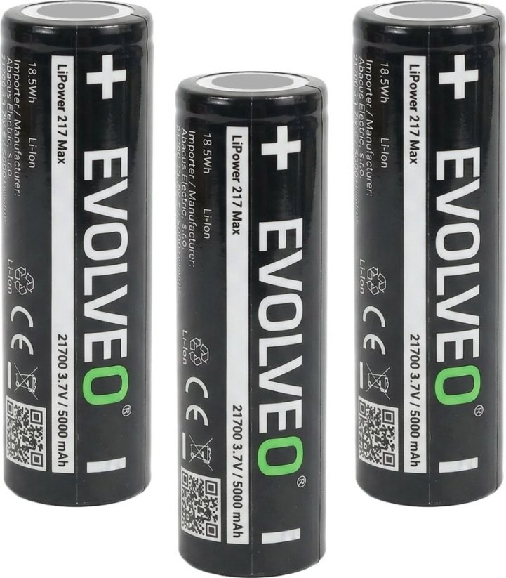EVOLVEO LiPower 217 Max 5000 - Li-ion batéria 21700 (3.7 V / 5000 mAh) 3 ks