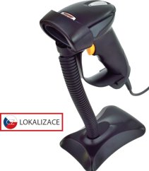 CCD čítačka Virtuos HT-310A, dlhý dosah, USB (klávesnica/RS-232 emulácia), stojan, čierna