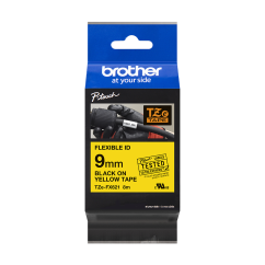 BROTHER TZE-FX621 čierna na žltej flexibilná 9 mm