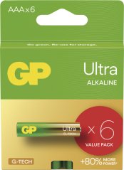 GP Alkalická batéria ULTRA AAA (LR03) - 6ks