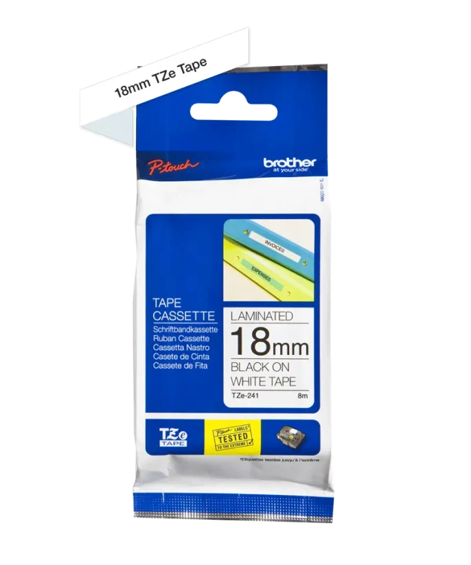 BROTHER TZE-241 čierna na bielej 18 mm