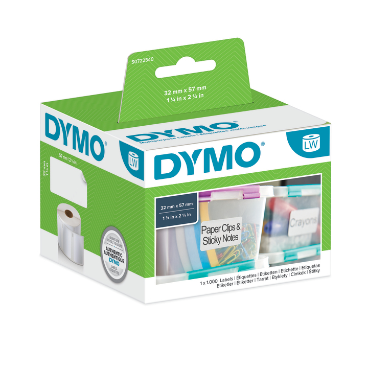DYMO multifunkčné štítky, biely papier, 57x32mm S0722540