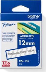 TZE-135,  průsvitná/bílá, 12 mm