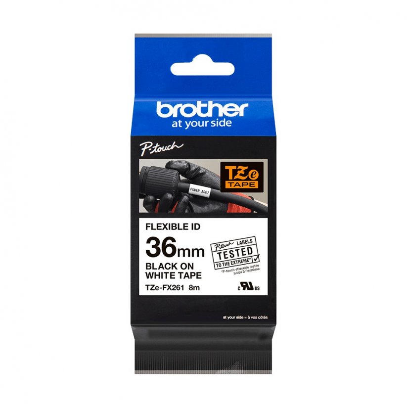Páska BROTHER TZE-FX261 čierne písmo, biela páska flexibilná (36mm)