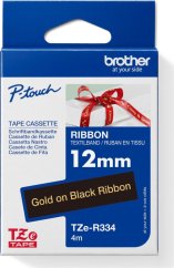 Páska Brother TZe-R334 s textilnou páskou, zlatá na čiernej, 12 mm