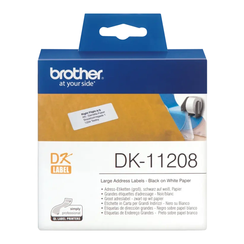 BROTHER DK-11208 (papierové štítky 38mm x 90mm, biela, 400 ks)