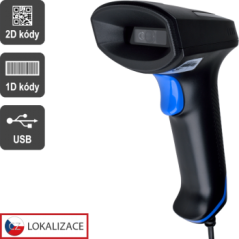 CCD 2D čítačka Virtuos HT-851A, USB (klávesnica/RS-232 emulácia), bez stojančeka, čierna