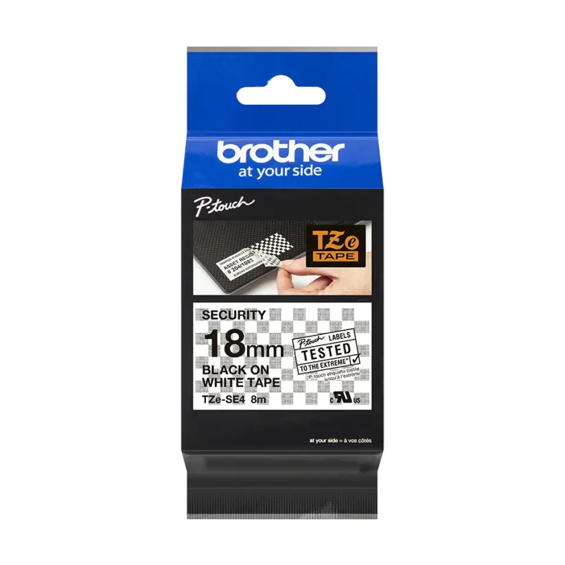 BROTHER TZE-SE4 čierna bezpečnostná (blombovacia) 18 mm
