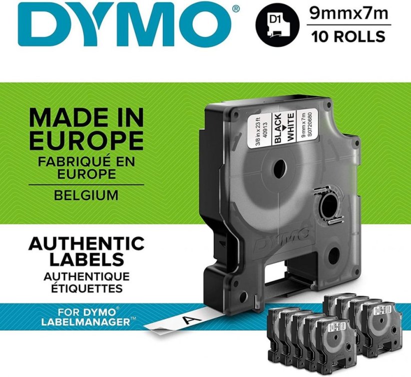 Špeciálne balenie DYMO - 10x páska D1 9 mm x 7m, čierna na bielej