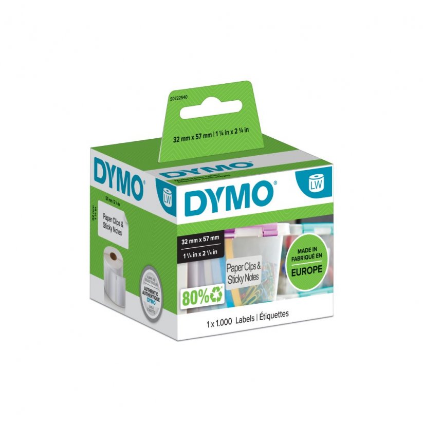 DYMO multifunkčné štítky, biely papier, 57x32mm S0722540