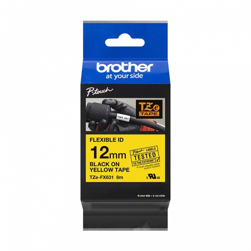 BROTHER TZE-FX631 čierna na žltej flexibilná 12 mm