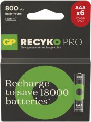 GP Nabíjací bat. ReCyko Pre AAA (HR03) 800mAh-6ks