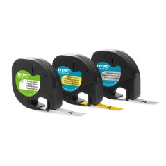 DYMO LetraTag páska 12mm x 4m, mix - bílá papírová, žlutá plastová, metalická stříbrná S0721800