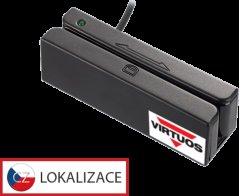 Třístopá čtečka magnetických karet MSR-100A, USB-COM, černá