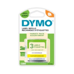 DYMO LetraTag páska 12mm x 4m, mix - biela papierová, žltá plastová, metalická strieborná S0721800