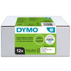LW promo balenie - veľké adresné štítky, biely papier, 89x36mm / 12 roliek
